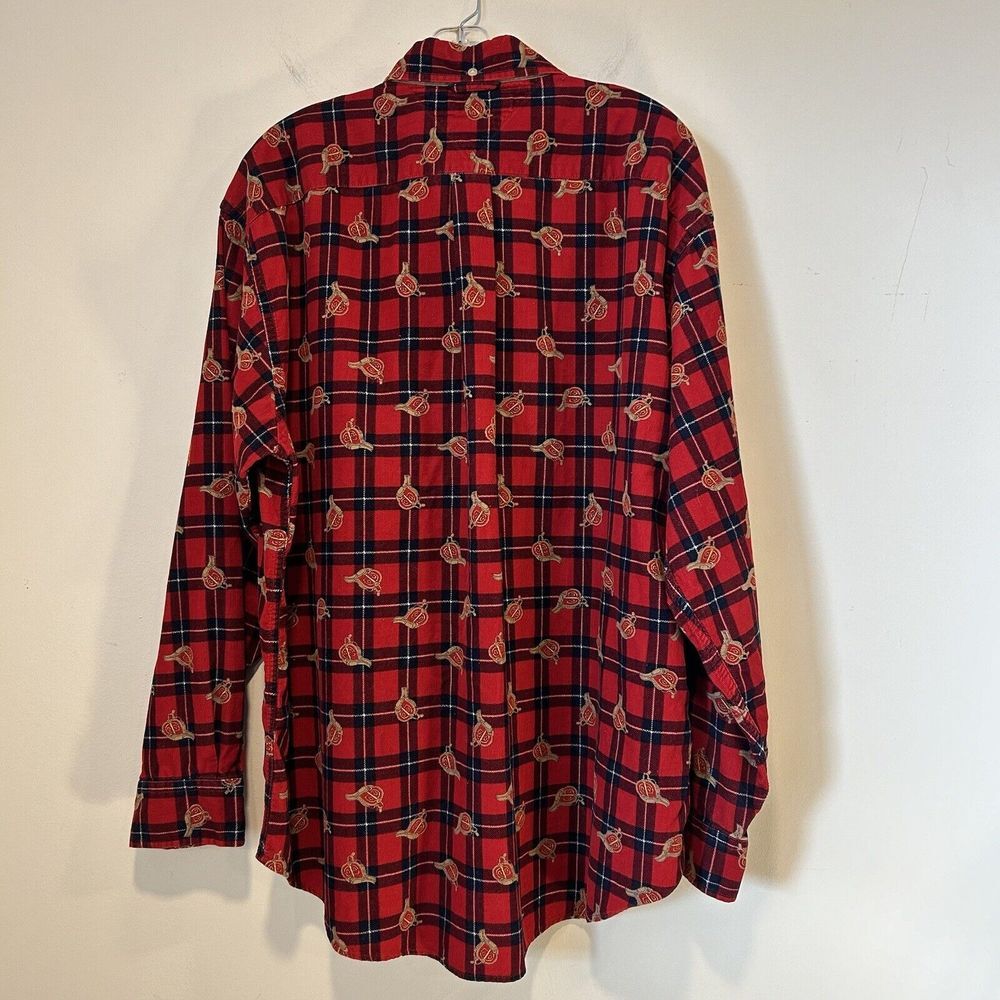 Tommy Bahama Red Micro Corduroy Button Down English Saddle Print Men's XL Shirt - Picture 3 of 12